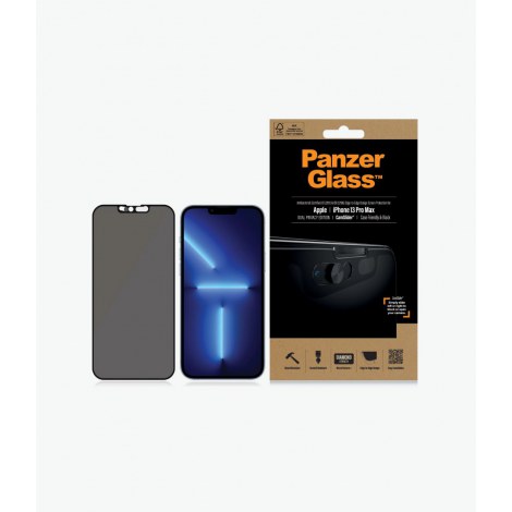 PanzerGlass | Screen protector - glass - with privacy filter | Apple iPhone 13 Pro Max | Tempered glass | Black | Transparent - 2
